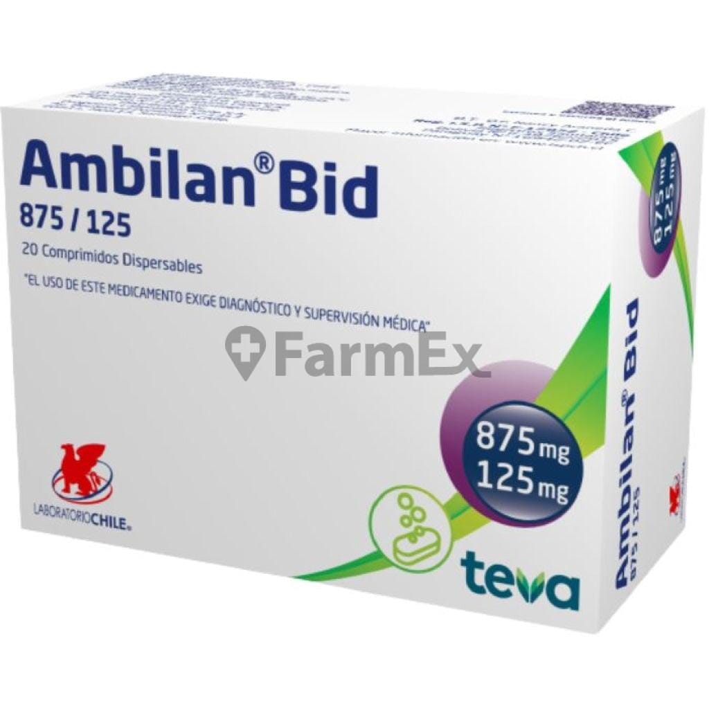 Ambilan-Bid 875 mg / 125 mg x 20 comprimidos Farmex-Chile Salud-Persistente